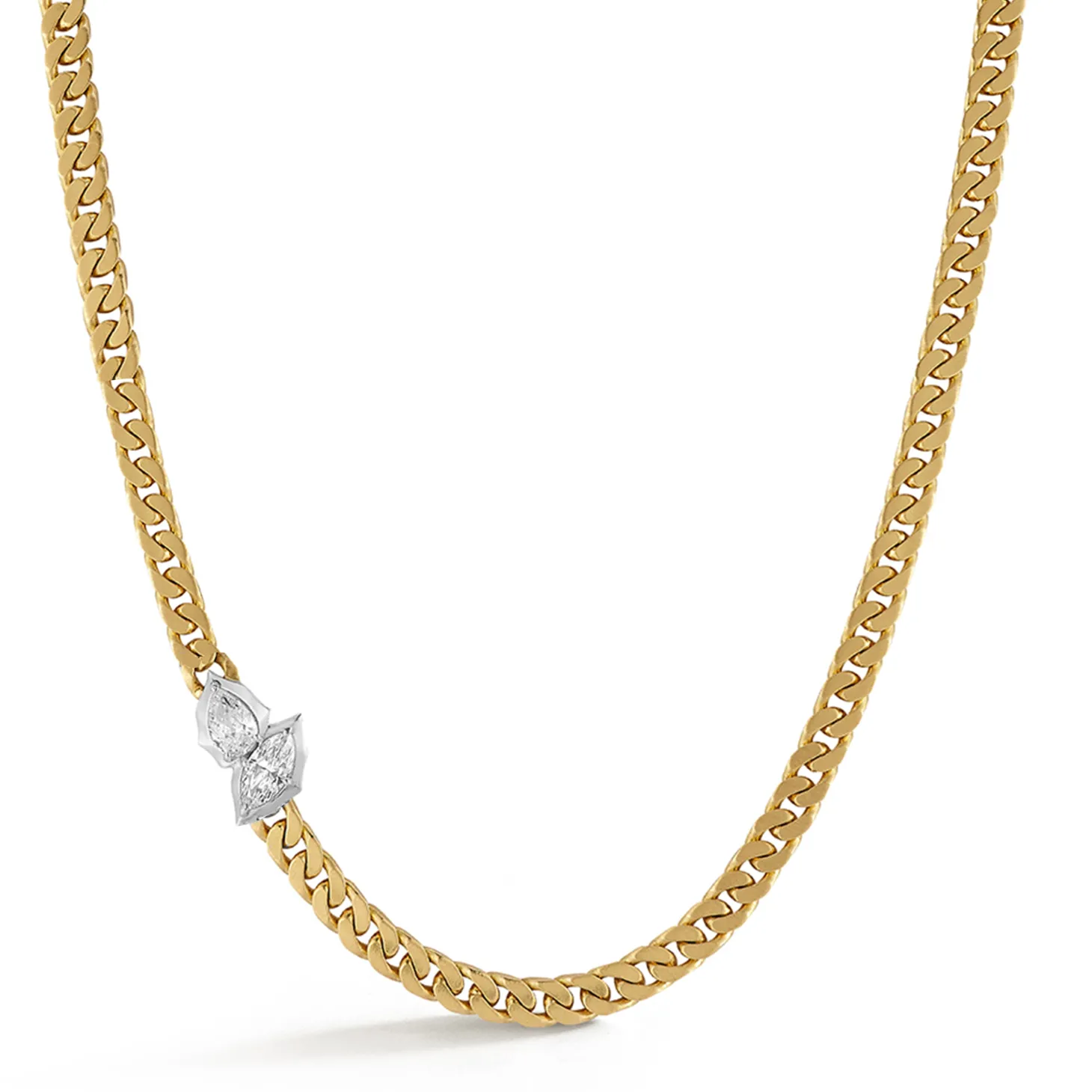 Large Poppy Two-Tone Curb Necklace